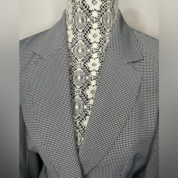 Houndstooth plaid black and white two button front lined suit jacket blazer - Picture 3 of 16